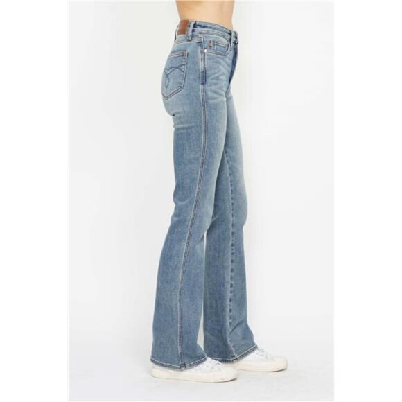Judy Blue Full Size Tummy Control Back Embroidered Pocketed Bootcut Jeans Plus - Picture 14 of 16